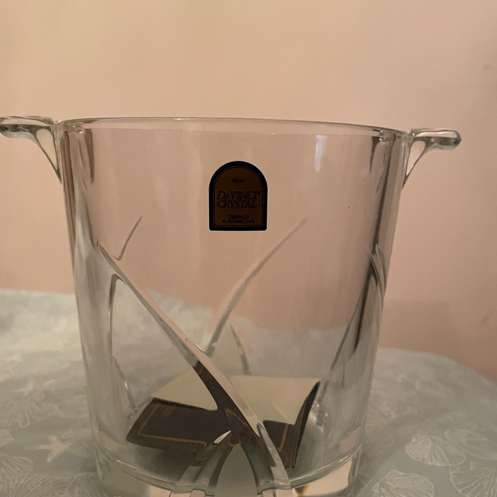 Brand new Davinci crystal set including stem ware, bowl, pitcher and ice bucket
